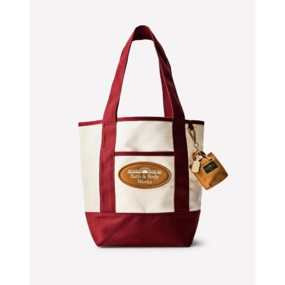 Bath & Body Works Burgundy & Cream Heritage Tote 2026 NEW